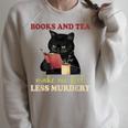 Cat Books And Tea Make Me Feel Less Murdery Quote Raglan Sleeve Sweatshirt Heather Forest