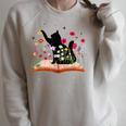 Cat Kitten Wildflower Book Pet Owner Librarian Raglan Sleeve Sweatshirt Heather Forest