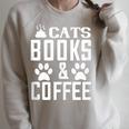 Cat Lover Cats Books And Coffee Raglan Sleeve Sweatshirt Heather Forest Cat Lover Cats Books And Coffee Raglan Sleeve Sweatshirt Heather Forest