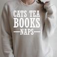 Cat Lover Cats Tea Books Naps Raglan Sleeve Sweatshirt Heather Forest