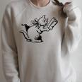 Cat Reading a Book Print Raglan Sleeve Sweatshirt Heather Forest