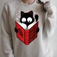 Cat Reads Book How To Live With Humans Raglan Sleeve Sweatshirt Heather Forest