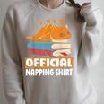 Cat Sleeping Napping Bookworm Reading Book Lover Book Nerd Men Women Kids Raglan Sleeve Sweatshirt Heather Forest