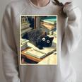 Cat Teacher Student School Last Day Books First 100th Day Raglan Sleeve Sweatshirt Heather Forest