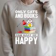 Only Cats And Books Can Make Me Happy Cat Lover Men Women Kids Raglan Sleeve Sweatshirt Heather Forest