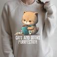 Cats And Books Purrfection Book Lover Book Nerd Librarian Raglan Sleeve Sweatshirt Heather Forest