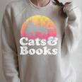 Cats And Books Or Women's Cat And Book Raglan Sleeve Sweatshirt Heather Forest
