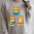 Cats Reading Book Lover Reading Bookworm Reader Raglan Sleeve Sweatshirt Heather Forest