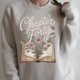 Chapter Forty Book Reading 40th Birthday Flower Raglan Sleeve Sweatshirt Heather Forest Chapter Forty Book Reading 40th Birthday Flower Raglan Sleeve Sweatshirt Heather Forest