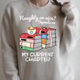 Christmas Book Lovers Naughty Or Nice Raglan Sleeve Sweatshirt Heather Forest