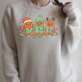 Christmas Library Gingerbread Man Books Lover Bookworm Raglan Sleeve Sweatshirt Heather Forest