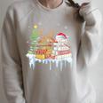 Christmas Tree Snowman Reindeer Book Stack Librarian Raglan Sleeve Sweatshirt Heather Forest