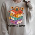 Coffee & Book Lover Reader Mexican Spanish Cafecito & Libros Raglan Sleeve Sweatshirt Heather Forest