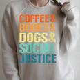 Coffee Books Dogs Social Justice Tee Raglan Sleeve Sweatshirt Heather Forest
