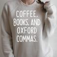 Coffee Books And Oxford Commas Color Grammar Christmas Raglan Sleeve Sweatshirt Heather Forest