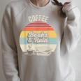 Coffee Books And Rain Reading Book Lover Retro Raglan Sleeve Sweatshirt Heather Forest