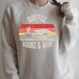 Coffee Books And Rain Retro Vintage Book Lover Reading Raglan Sleeve Sweatshirt Heather Forest