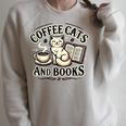 Coffee Cats And Book Reader Book Lovers Librarian Bookworm Raglan Sleeve Sweatshirt Heather Forest