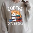 Coffee Cats And Books Cute Kitten Reading Raglan Sleeve Sweatshirt Heather Forest Coffee Cats And Books Cute Kitten Reading Raglan Sleeve Sweatshirt Heather Forest