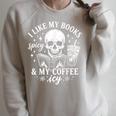 Coffee Skeleton I Like My Books Spicy And My Coffee ICY Raglan Sleeve Sweatshirt Heather Forest Coffee Skeleton I Like My Books Spicy And My Coffee ICY Raglan Sleeve Sweatshirt Heather Forest