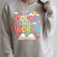 Color Our World Book Reading Program 2026 Summer Reading Raglan Sleeve Sweatshirt Heather Forest