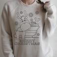 Coloring Book Style Blank Merry Christmas Tree Reindeer Raglan Sleeve Sweatshirt Heather Forest
