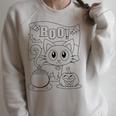 Coloring Book Style Blank Shirt Halloween Boo Kitty Cat Men Women Kids Raglan Sleeve Sweatshirt Heather Forest