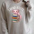 Cool Axolotl Reading Library Book Lover Reading Women Men Raglan Sleeve Sweatshirt Heather Forest