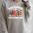 Cool What Happens At Book Club Stays At Book Club Shirt Raglan Sleeve Sweatshirt Heather Forest