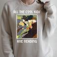 All The Cool Kids Are Reading Book Lovers Book Nerds Raglan Sleeve Sweatshirt Heather Forest