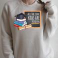 All The Cool Kids Are Reading Book Nerd School Graduation Raglan Sleeve Sweatshirt Heather Forest
