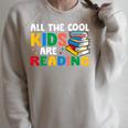 All The-Cool Kids Are Reading Teacher Book Lover Librarian Raglan Sleeve Sweatshirt Heather Forest