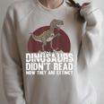 Cool Reading Teacher For Men Women Read Books Dinosaur Book Raglan Sleeve Sweatshirt Heather Forest