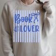 Coquette Book Lover Preppy Blue Stripes Bookworm Reading Raglan Sleeve Sweatshirt Heather Forest