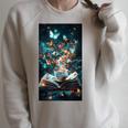 Cosmic Botanical Book Lover Reading Raglan Sleeve Sweatshirt Heather Forest
