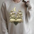 Crescent Mushroom Book Fungi Art Woodland Mystical Night Raglan Sleeve Sweatshirt Heather Forest