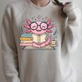 Cute Axolotl Reading Books Cozy Bookworm Fantasy Art Premium Tri-Blend Raglan Sleeve Sweatshirt Heather Forest