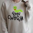 Cute Book Worm Reading Lovers Raglan Sleeve Sweatshirt Heather Forest