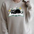 Cute Cat On Book Fun Flower Feline Pet Lover Premium Tri-Blend Raglan Sleeve Sweatshirt Heather Forest