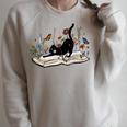 Cute Cat Flower Garden Book Kitty Reading Floral Raglan Sleeve Sweatshirt Heather Forest Cute Cat Flower Garden Book Kitty Reading Floral Raglan Sleeve Sweatshirt Heather Forest