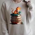 Cute Cat Lovers Book Lovers For Women And Men Raglan Sleeve Sweatshirt Heather Forest