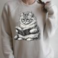 Cute Cat Reading Book Adorable Cats Books Lover Raglan Sleeve Sweatshirt Heather Forest