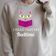 Cute Cat Reading Book Lover Graphic Raglan Sleeve Sweatshirt Heather Forest