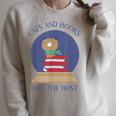 Cute CATS AND BOOKS ARE THE BEST SNOW GLOBE Raglan Sleeve Sweatshirt Heather Forest