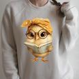 Cute Chick Reading Book Bandana Raglan Sleeve Sweatshirt Heather Forest