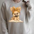 Cute Chihuahua Reading Dog Book Lover Animal Graphic Baby Premium Tri-Blend Raglan Sleeve Sweatshirt Heather Forest