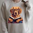 Cute Dog Golden Retriever Reading Book Raglan Sleeve Sweatshirt Heather Forest Cute Dog Golden Retriever Reading Book Raglan Sleeve Sweatshirt Heather Forest