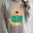 Cute Dog Reading A Human Training Book Dog Raglan Sleeve Sweatshirt Heather Forest