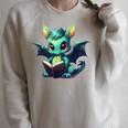 Cute Dragon With Book Raglan Sleeve Sweatshirt Heather Forest