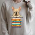 Cute French Bulldog Reading On Pile Of Books Raglan Sleeve Sweatshirt Heather Forest Cute French Bulldog Reading On Pile Of Books Raglan Sleeve Sweatshirt Heather Forest